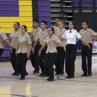 The NJROTC Drill Team performs Wednesday night in the LHS Event Center.